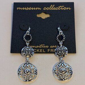 MUSEUM COLLECTION Sensitive Nickle Free Circular Scroll Dangle Pierced Earrings